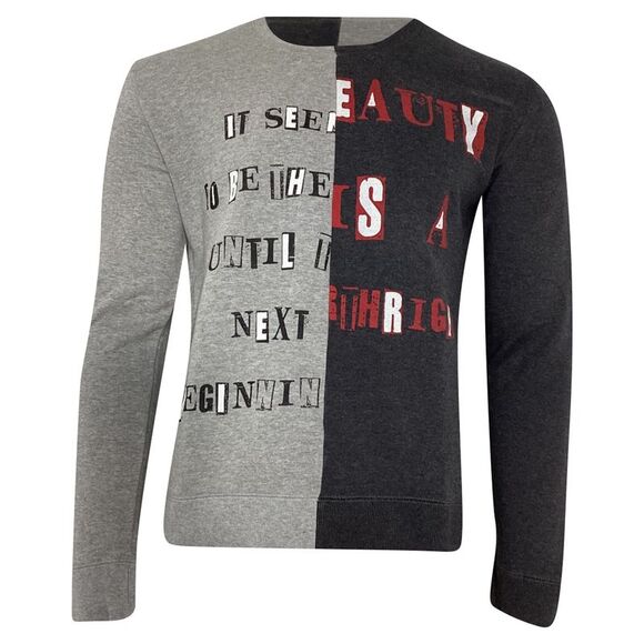 Valentino Jamie Reid Punk Poem Crew Sweatshirt in Grey Cotton